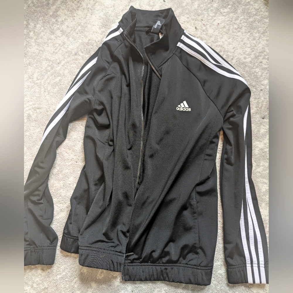 Adidas Women's 3-Stripe Track Jacket – Black/White – Size Large
